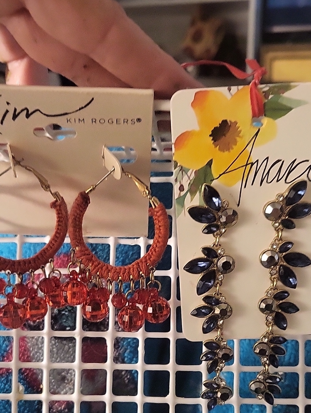 Amari Fancy Sapphire Earrings &FREE KIM ROGERS fancy Hoop Crochet Earrings